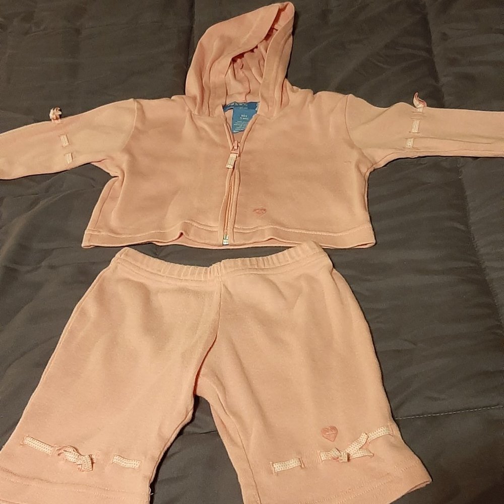 French Toast, Newborn girls, 2 pc hooded jacket with pants, size 9 months